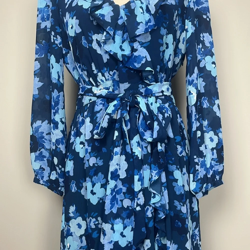 NWT J Crew Long Sleeve Wrap Dress in Watercolor Begonia / SZ 8‎